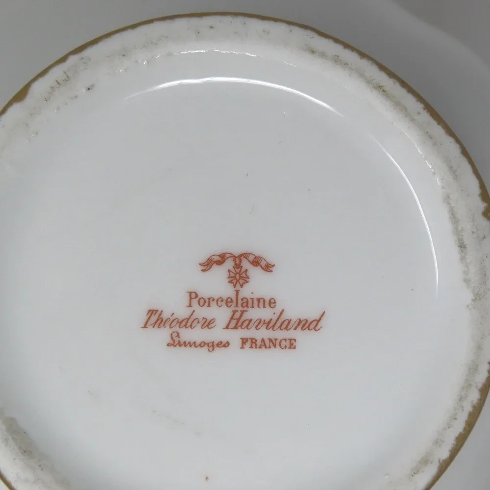 Antique Haviland Limoges France Porcelain‎ Cream Pitcher Gold Gilt Floral